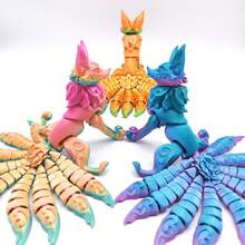 2026新款3D打印14厘米多关节可动九尾狐模型玩具，动物模型玩具，家居装饰，男孩礼物，桌面摆件，完美礼物，节日礼物，生日礼物，模型爱好者礼物 - 彩色 - 查看 2