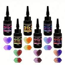 6色-10毫升/0.35盎司紫外线感光变色UV胶DIY手工胶，温度变化31度，珠宝制作DIY工艺装饰品-耳环、戒指、钥匙扣等-珠宝铸造工具 - 彩色 - 查看 2