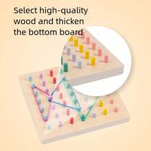 Toddler Sensory Integration Toy 2 In 1 Wooden Pegboard Stacking Rings Shape Building Puzzle - Multicolor - View 7