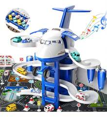 TendenciaAviones Niños Juguete De Aventura, Pista De Carrera, CocheCalidad premium - AVIÓN AZUL - Ver 8