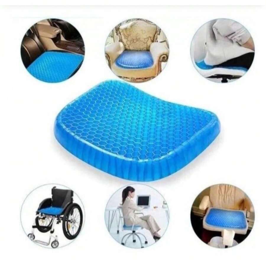 Gel Seat Cushion, Egg Honeycomb Shape, Orthopedic, Anti-Decubitus Coccyx - 藍色 - 查看 1