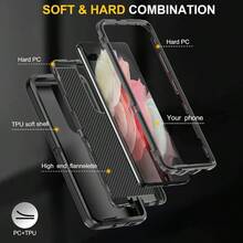 para Funda S21 Ultra, Grado Militar 3 en 1 Cuerpo Completo Resistente a Golpes Resistente al Polvo/Cadas Funda de Proteccin Resistente, para S21 Ultra 6.8 inch, Negro - JQ-negro - Ver 6