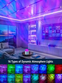1pc Aurora & Wave Projection Lamp - 16 Colors RGB LED Mood Light With Remote Control, USB Powered, Northern Lights & Ocean Wave Night Light For Bedroom, Party Decor And Meditation | Perfect Gift - Multicolor - View 4