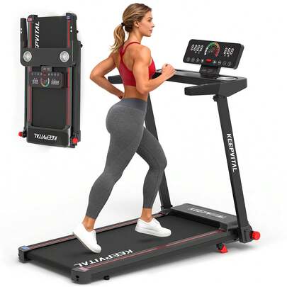 Caminadora Electrica Portatil, 2.0 HP Caminadora Plegable, Equipado con Pantalla Táctil LED y Altavoz Bluetooth, 12 Programas en Ejecución, Velocidad 1 a 12 Km/h, Soporte 120 Kg