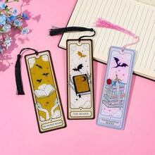 Marcapáginas creativo con diseño de Cuarto Ala - Marcapáginas de la historia del Caballero Dragón, suministros de lectura de acrílico con exquisitos borlas de seda, serie de marcapáginas de dragón gótico, el regalo de cumpleaños perfecto para amantes de los libros. - Rectángulo - Ver 10