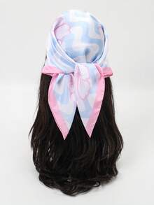 1pc Simple Printed 70cm Square Scarf, New Spring Bandana For Women, Versatile Waist Belt, Bag Decor, Headband, Fashion Neckerchief - Multicolor - View 6