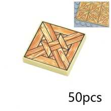 MIGUBA 50片2x2彩色光滑印花瓷砖砖，地板砖，组装配件砖，装饰房屋墙壁，平整光滑的板材，DIY益智玩具，兼容3068砖块 - 彩色 - 查看 28