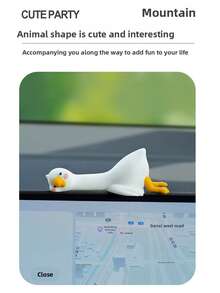 Đồ trang trí xe hơi hình vịt nằm dễ thương mới, hình vịt hoạt hình trang trí bảng điều khiển, đồ trang trí nội thất xe hơi đa năng, phụ kiện xe hơi đáng yêu dùng hàng ngày. - A - Xem 2