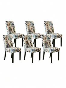 1/2/4/6pcs Printed Milk Silk High Back Chair Covers, Random Pattern Cutting, Modern Polyester Stretch Dust-Proof & Washable Slipcovers For Living Room, Dining Room, Bedroom - Multicolor - View 10