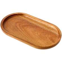 Small Acacia Wooden Serving Tray, Oval Natural Wood Serving Board Charcuterie Plate Bathroom Counter Tray For Party Dinner Wedding Food Fruit Snacks Appetizers, 7.48''*4.13Inch - / - 查看 1