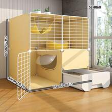 Easy Installation Small Cat Cage With Litter Box, Indoor Cat Villa For Living Room Home Use - Multicolor - View 2