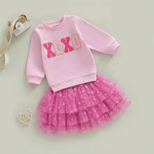 2Pcs/ Set Toddler Baby Girl Carnival Games Outfit Summer Sleeveless Lapel Collar Solid Color/Striped Vest Tops With Pleated Skirt Set - 淺粉色 - 查看 3