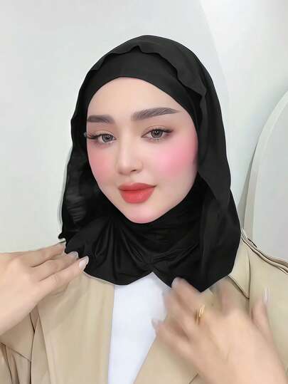 1 pieza Pasamontañas de unicolor para mujer, cuello calentador, diadema elástica, turbante, transpirable y cómodo, elástico de amplio borde, absorbente del sudor, antideslizante, multifuncional, accesorio deportivo, bufanda minimalista de moda, capucha y diadema a juego