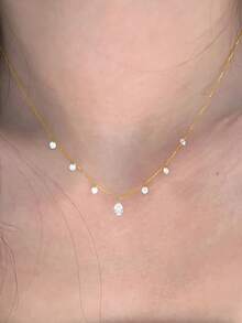 rundraw 1件2026新款水滴形立方氧化锆流苏优雅铜银色吊坠项链，适合女性佩戴，可用于派对、约会、日常穿搭，是情人节、新年、生日送给朋友、爱人的最佳礼物。