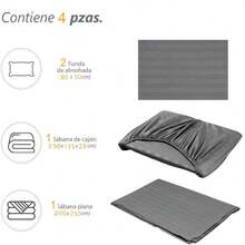 Juego de Sábanas de Microfibra Premium Tipo Satén Suaves y Frescas con Bolsillo Profundo para Cama Individual Matrimonial Queen King Incluye Sábana de Cajón Sábana Plana y Fundas de Almohada - Gris - Ver 7