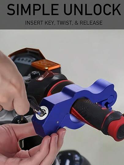 Aluminum Alloy Anti-Theft Handlebar Lock, Suitable For Most Motorcycles, Bicycles, Electric Bicycles, Mopeds, Unisex Throttle Brake Lock, Portable Handlebar Lock, Bicycle Accessory For Outdoor Use