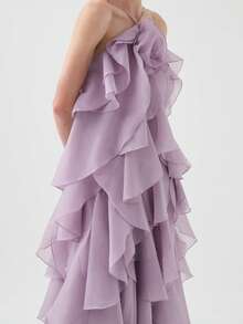 Women's Summer Casual Sleeveless Three-Dimensional Flower Suspender Dress Suitable For Party Dance Cocktail Dance - 淡紫色 - 查看 3