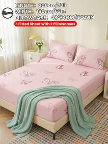2/3pcs Printed Fitted Sheet Set (1 Sheet Set + 1/2 Pillowcases Without Insert), Pink Butterfly Print, Skin-Friendly Mattress Cover, Pattern Printed Mattress Protector, Comfortable And Soft, Breathable And Warm, Multi-Size, Suitable For Full/Twin/Double/Queen/King Bed, Machine Washable, Home Decoration, Room Decor, Bedroom Decor, Oeko-Tex Certified - Multicolor - View 25