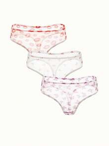 Bonmuse Bộ 3 quần lót lọt khe lưới in họa tiết dành cho nữ - Nhiều màu - Xem 1