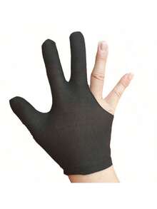 1 Pair Billiard Gloves, 3-Finger Snooker Gloves, Non-Slip Cue Gloves, Suitable For Left And Right Hands, Adult Party Game - Black - View 2