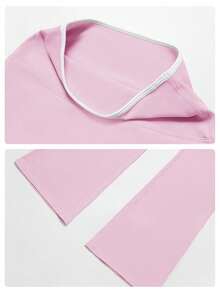 MFVIM 女士樱花粉撞色运动文胸瑜伽裤套装 - 白色滚边可爱露背 | 紧身透气，适合瑜伽、健身和户外运动 - 淺粉色 - 查看 10