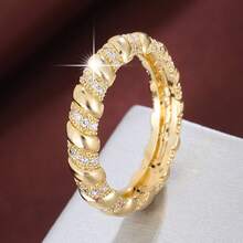 1pc Spiral Shaped Design Cubic Zirconia Inlaid Women Fashion Ring, Casual Gift - Multicolor - View 13