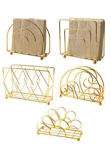 1个金色创意铁艺餐巾架，多种款式可选，优雅镂空底部设计，承重力强，精致装饰餐桌、厨房、客厅，兼具艺术性和实用性，餐厅必备。 - 彩色 - 查看 12