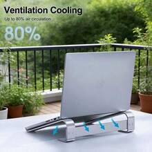 可调节合金材质笔记本电脑散热支架、笔记本电脑支架增高架、人体工学笔记本电脑支架、兼容支架及其他通用时尚支架 - 銀色 - 查看 4