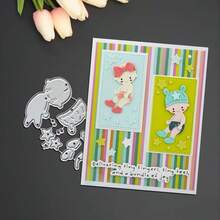 创意婴儿金属切割模具，DIY剪贴簿相册和压花模板，贺卡制作工具，卡片纸切割工艺品，礼品卡制作模板模切。 - 銀色 - 查看 3