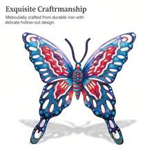 4 PEÇAS Decoração de Parede de Arte em Metal Vazado em Formato de Borboleta, Escultura de Parede de Arte em Ferro Vibrante e Resistente à Ferrugem de 16 cm, Ornamento Decorativo Suspenso para Jardim, Pátio, Quintal, Varanda, Cerca - Presente Perfeito para Família, Amigos, Inauguração e Dia das Mães - Estilo A - Visão 6