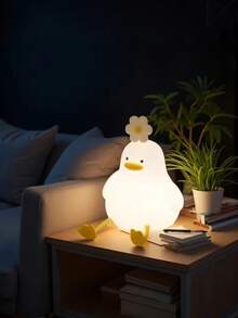 1pc Cute Duck Shape Nightlight, USB Rechargeable Sensor Nightlight, LED Silicone Tap Light, Bedroom Rechargeable Lamp, 3 Brightness Levels Adjustable Timing Nightlight, Bedroom And Living Room Atmosphere Lamp - Multicolor - View 5