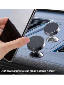 1/1 pieza Soporte magnético de coche de aleación, soporte universal para teléfono de salpicadero, rotación de 360°, compatible con Apple, etc. - Negro - Ver 2