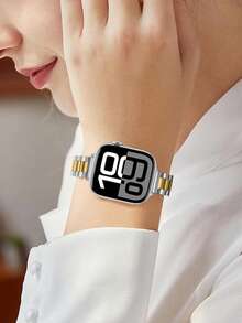 14mm Elegant Narrow Silver & Gold Metal Band Compatible With Apple Watch Ultra 3/2/1, SE/S10/S9/S8/S7/S5/S4/S3, 38/40/41mm, 44/45/46/49mm, Removable Gold Chain Strap, Ideal Gift For Young Women On New Year, Valentine's Day - Multicolor - View 5