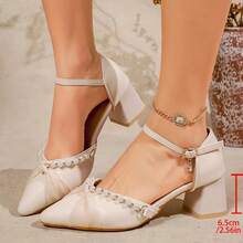 Dép xăng đan công sở cơ bản bằng da PU có khóa cài. - trắng - Xem 3