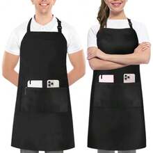 Bestselling 2-Piece Chef Apron For Women Men, Adjustable With Two Pockets, Waterproof & Oil-Resistant Cooking Cover - 黑色 - 查看 9
