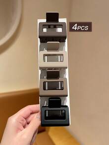 4pcs Women's Simple Basic Square Hair Clips, Matte Finish, Vintage Minimalist Style, Suitable For Daily Commute, Parties, Holidays, Birthdays And Various Social Occasions - Multicolor - View 3