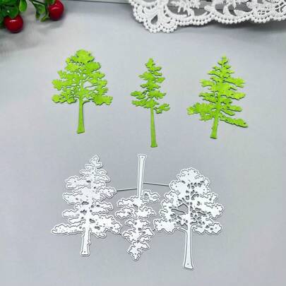 Vintage Autumn/Winter Pine Tree Silhouette Metal Cutting Dies, DIY Scrapbooking Album Card Home Decor Holiday Greeting Handmade Craft