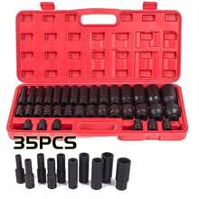 [Deep Impact Socket] 35pcs  1/ 2" Deep Impact Socket Tool Set | 8-32mm Pneumatic Impact Socket Set | Perfect For Auto Mechanic Repair And Heavy-Duty Projects - 35pcs/set - View 2
