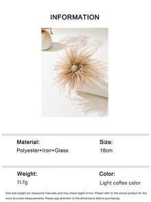 1件波西米亚复古风仿水晶羽毛胸针，夸张个性化优雅多功能羽毛胸针/发夹，适合女性日常、宴会、派对及任何场合佩戴。 - 淺咖色 - 查看 7