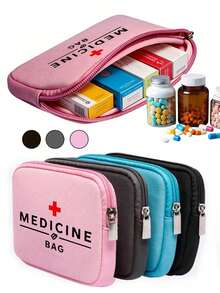 Tragbare Reise-Medikamenttasche, Muster mit "MedikamentTASCHE" und Muster, tragbare Camping-Medikamenttasche, kompakte Erste-Hilfe-Tasche, Version für Reise und Zuhause, tragbare Aufbewahrungstasche, kleine Medikamenttasche, praktische Medikamenttasche, Notfallausrüstung, in verschiedenen Farben erhältlich, für den täglichen Gebrauch/Outdoor/Reisen, unverzichtbar für gesundheitsbewusste und unterwegs Nutzer, Muss-haben Medikamentisches Zubehör, täglicher Gesundheitsorganisator, Raumdekoration - Verschiedenfarbig - Übersicht 7