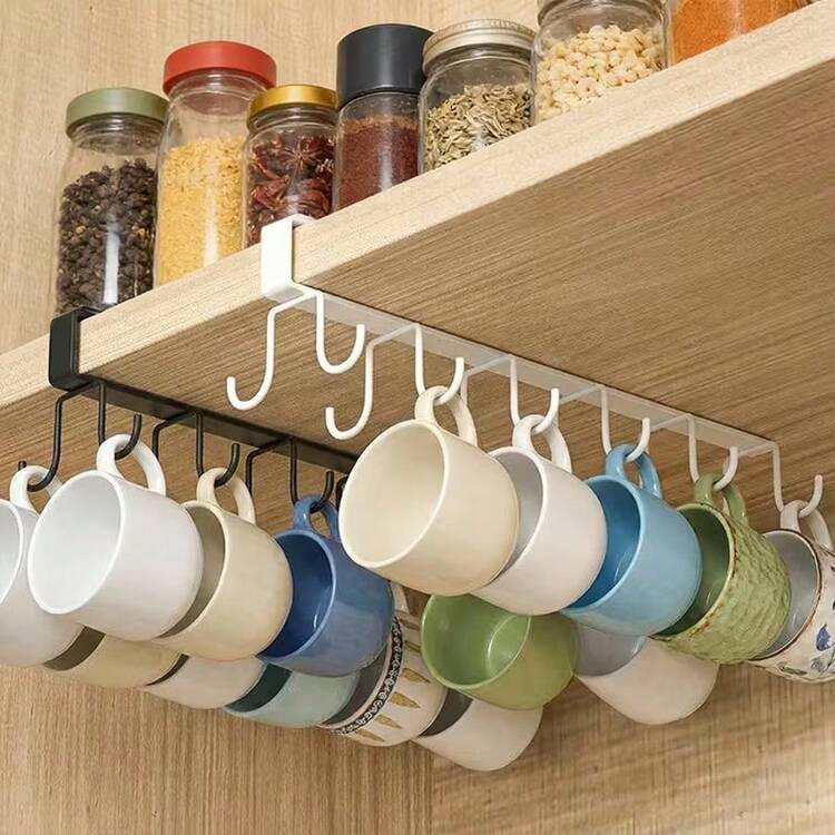 Multipurpose Storage Hanger Durable Iron Over The Cabinet Hanging Rack Compact Kitchen Storage Solution With Space Saving Wall Mounted Design For Kitchen Bathroom Bedroom Organization And Storage Perfect Home Organizer And Accessory - White - View 4