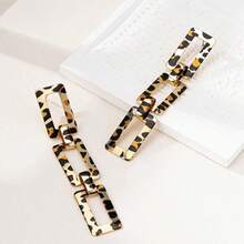 一套时尚豹纹项链耳环套装，性感欧美街头风 - 金黃色 - 查看 4