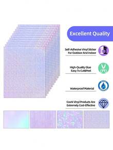 28/36 Sheets Holographic Sticker Paper, Clear Vinyl Laminate Film For Stickers Self-Adhesive, Transparent Overlay Lamination Sticker Paper Waterproof, 6 Patterns-8.5x11 Inch - Multicolor - View 4