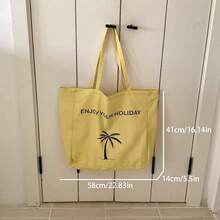 Túi mua sắm cỡ lớn thời trang mới, kiểu dáng casual, họa tiết chữ cái, túi đeo vai đi biển, túi đi biển, ba lô du lịch, ví nữ casual, thích hợp cho đi làm, mua sắm, tụ họp, đi học, du lịch và các dịp nghỉ lễ. - Màu vàng - Xem 6