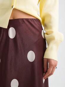 Women Satin Silk Maxi Skirt Silky Swing Ruffle Pleated Flared Skirts Elegant Half Slip Long A-Line Cocktail Skirt - 棕色 - 查看 4