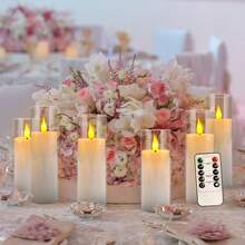 24 Acrylic Transparent Flameless LED Candle Lights, 3 Sizes, 10 Key Remote Control And 24-Hour Timer, Battery Powered, Adjustable Brightness, Perfect For Making Wishes, Wedding Tables, Room Decoration, Halloween, Easter, Father's Day - 白色 - 查看 9