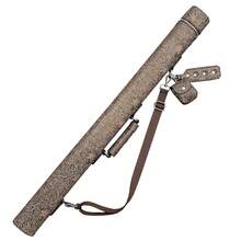 Heavy-Duty Gold-Brown PVC Billiard Cue Case - Impact-Resistant Protective Cover, Chinese Pattern Design With Gold Accents, Fits 1/2 Size Cue Sticks, Suitable For American/English Pool, Scratch-Resistant