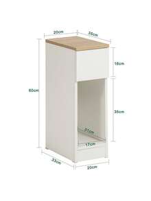 SoBuy Bedside Table With Drawer For Box Spring Bed, Sofa Table, Side Table, Narrow Telephone Table, Bedside Cabinet, Bedside Table, W X H X D Approx.: 20 X 60 X 35 Cm FBT111 - White and Natural - View 3