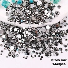 SS6 2MM-SS30 6.4MM, 7 Sizes, Non-Hot Fix, Adhesive Round Flat Bottom Glass Crystal Rhinestones, Multi-Color Crystal Gemstone Jewelry Beads DIY Glass Stone Diamond Design Accessories, Glitter Nail Art Stickers Decoration, Suitable For Phone Cases, Clothes, Bags, Shoes, Crafts - Multicolor - View 87