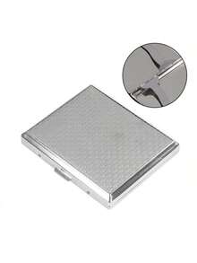 1个金属香烟盒，适用于普通尺寸、加大尺寸、100支装香烟，可装20支雪茄，便携式香烟收纳盒，男女通用，吸烟配件，香烟盒，礼品